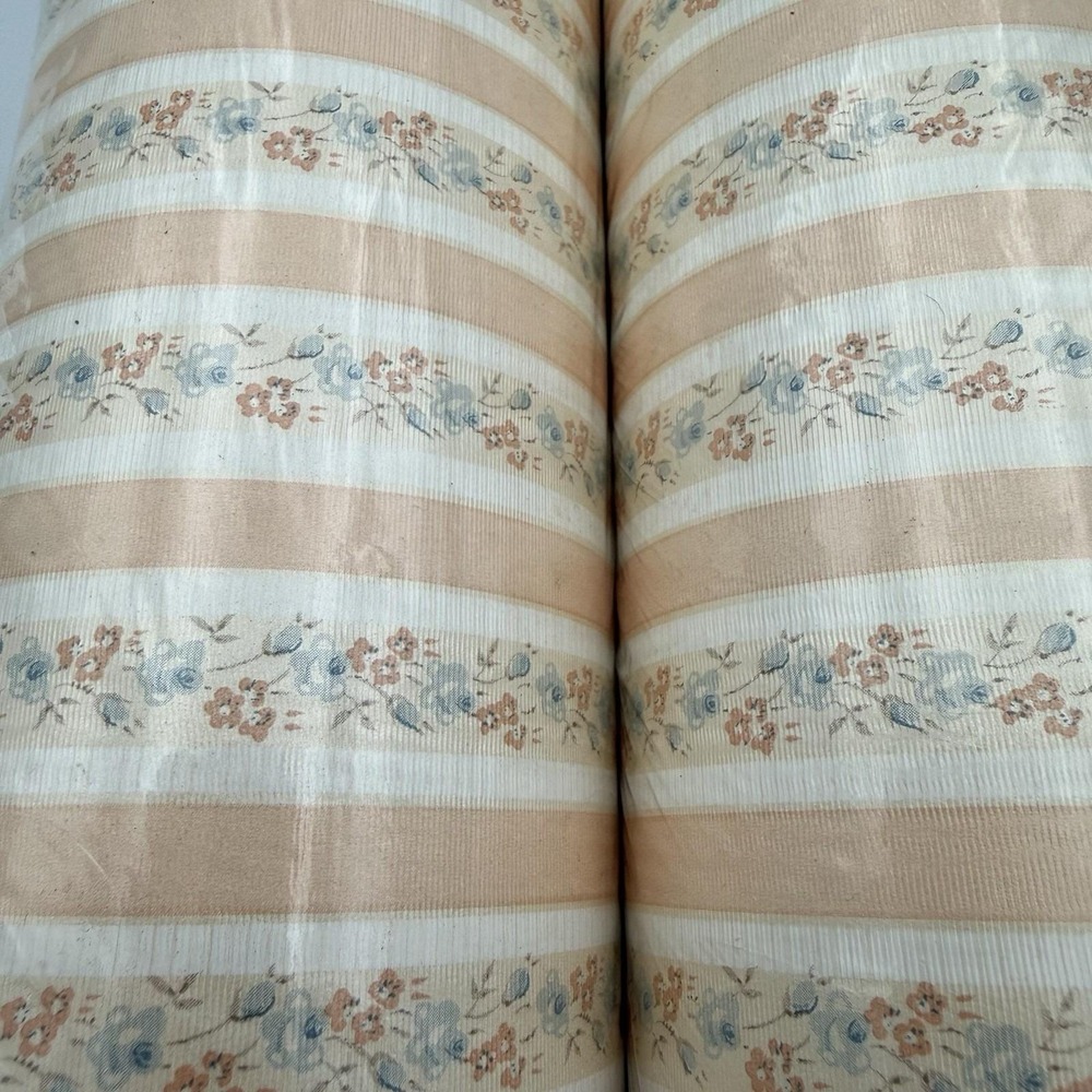 Vintage Collins & Aikman Wallcoverings Cream Pink Blue Floral 2 Double Rolls - Picture 3 of 8